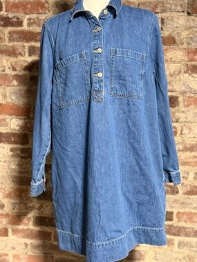 GAP Blue Denim Button-Up Shirt Dress